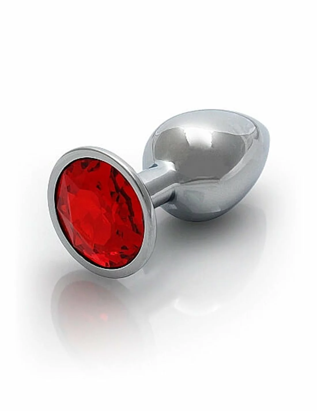 Ouch! Ouch Round Gem Butt Plug Small Silver Ruby Red