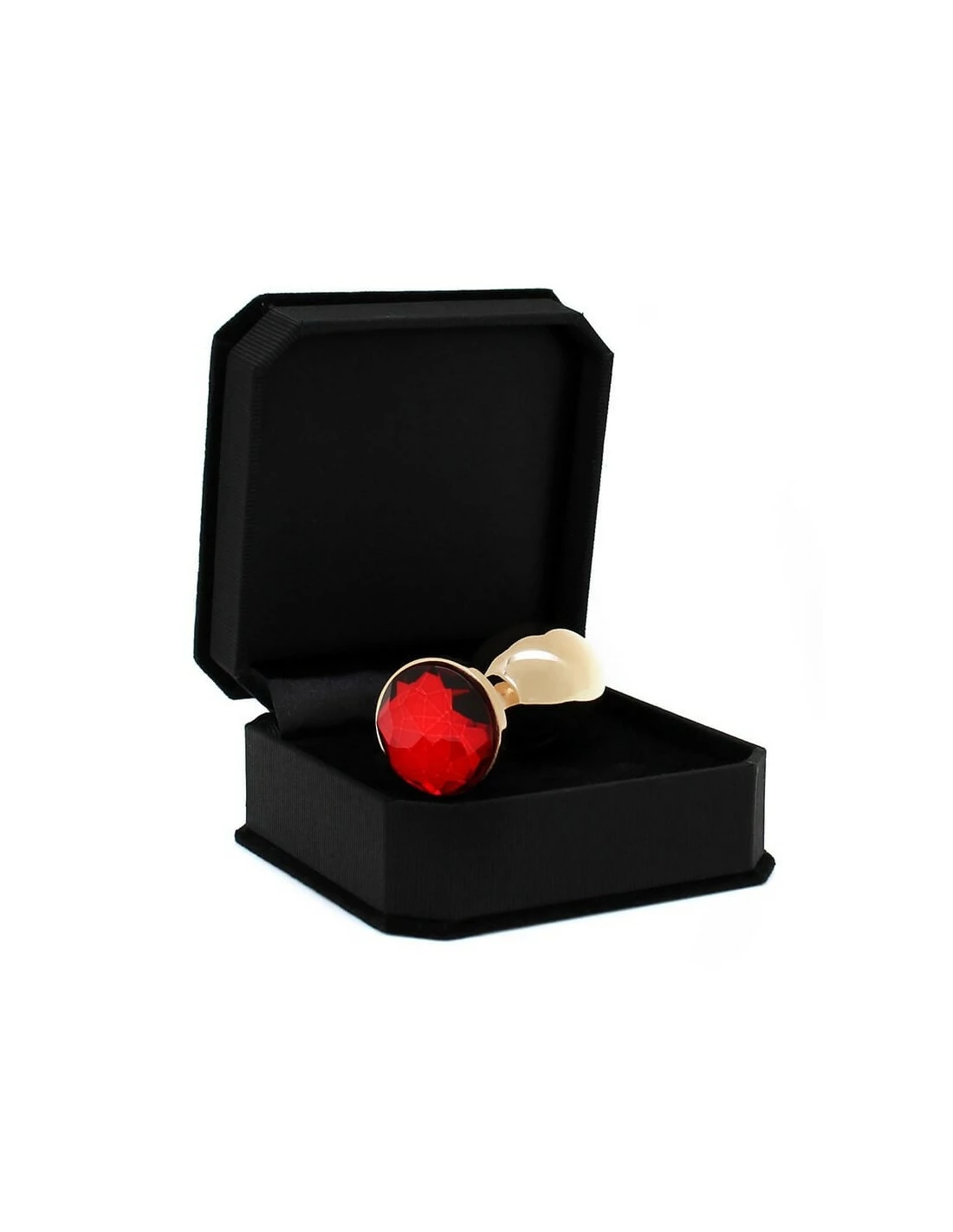 Rimba Gouden Buttplug Met Rood Kristal Klein - Afbeelding 2