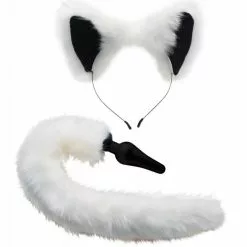 Tailz White Fox Buttplug & Haarband Set